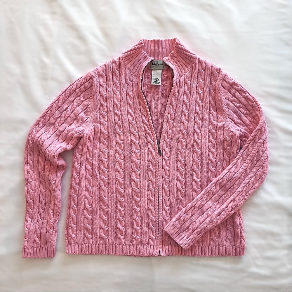 L.L.Bean Cable Knit Sweater Jacket - Picture 2 of 4